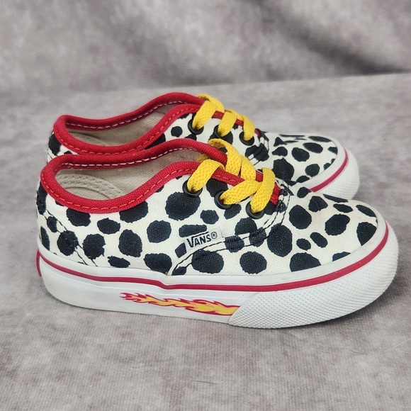 Vans Customs Toddler Skate Shoes‎ Flames Black Dots Red/Yellow Low Top Size 5.5 - Picture 1 of 8